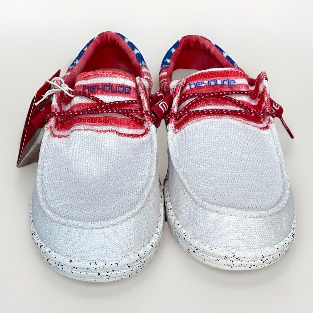 Hey Dude Wendy Sox Tri Patriotic Americana Shoes Women Sz 11 NEW Red White Blue - Picture 7 of 8